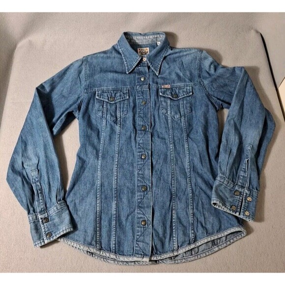 Miss Sixty Jackets & Blazers - Miss sixty Denim Fitted Stretch Trucker Jacket Womens L Flap Pocket Vintage
